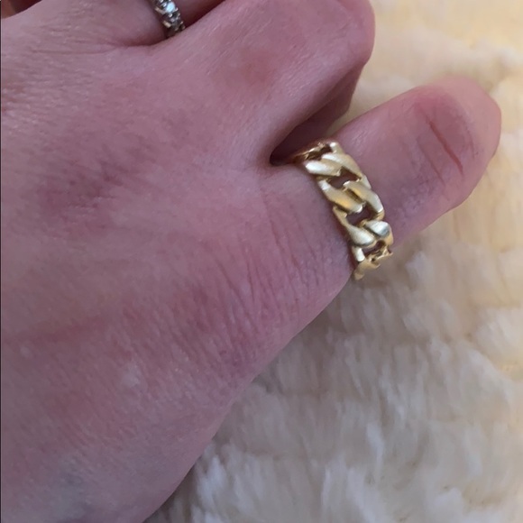 14k GOLD CHAIN RING - Picture 2 of 5